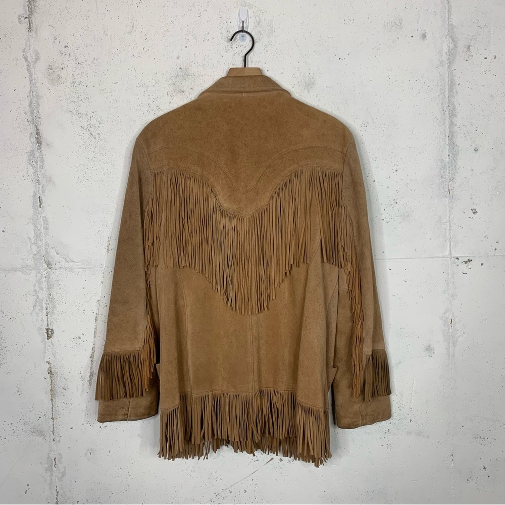 Pioneer Wear Suede Leather Fringe Blazer Jacket Size 10 - Picture 8 of 15